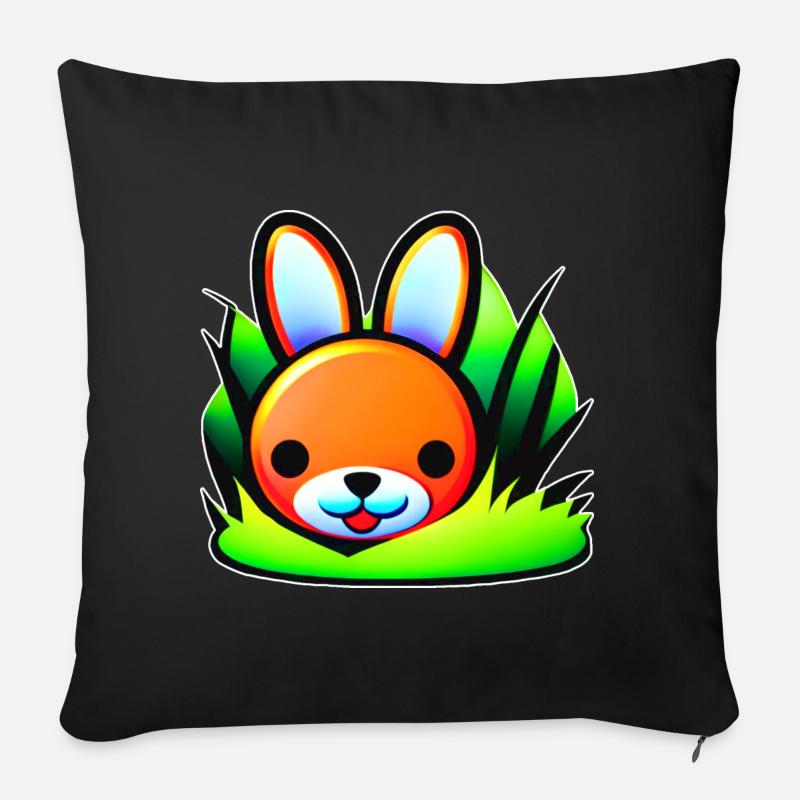 Niedlicher bunter Hase - Sofakissen mit Füllung 45 x 45 cm - Schwarz