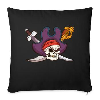 Crâne de pirate - Coussin et housse de 45 x 45 cm - noir - Devant