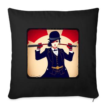 Fille cool dans le style steampunk - Coussin et housse de 45 x 45 cm - noir - Devant
