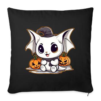 Mignon monstre d’Halloween avec des citrouilles - Coussin et housse de 45 x 45 cm - noir - Devant