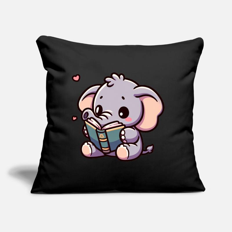 Éléphant lecture de l’heure du conte éléphant cache-couche Coussin et housse de 45 x 45 cm