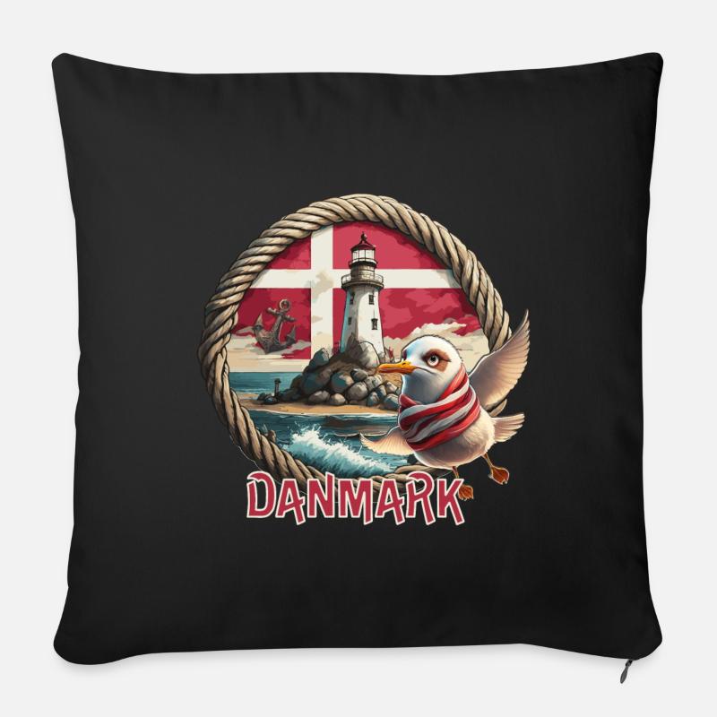 Danmark - Dänemark - Denmark - Sofakissen mit Füllung 45 x 45 cm - Schwarz