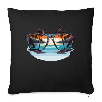 Sunglasses with palm trees - Sofa pillow with filling 45cm x 45cm - black - Front