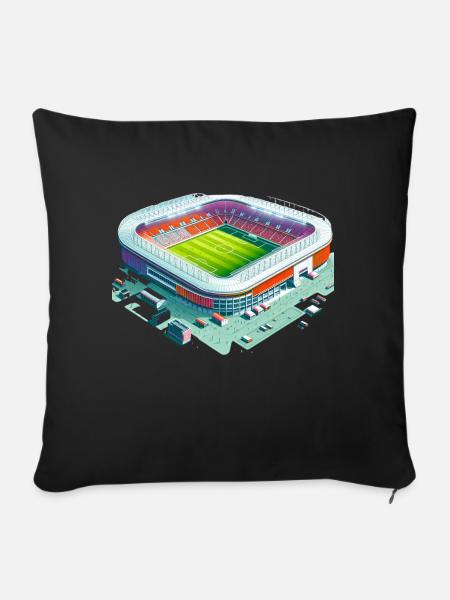 Buntes Fußballstadion - Sofakissen mit Füllung 45 x 45 cm - Schwarz