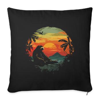 Sloth Sloth Animal Sloth Wilderness Beach Palm Trees - Sofa pillow with filling 45cm x 45cm - black - Front