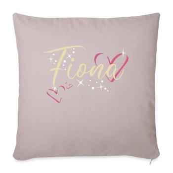 Fiona Nom Prénom Calligraphie coeur - Coussin et housse de 45 x 45 cm - taupe clair - Devant