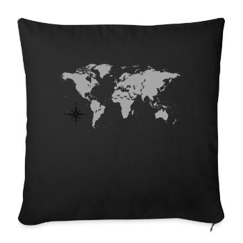 Reisender auf Weltreise - Sofakissen mit Füllung 45 x 45 cm - Schwarz - Vorne