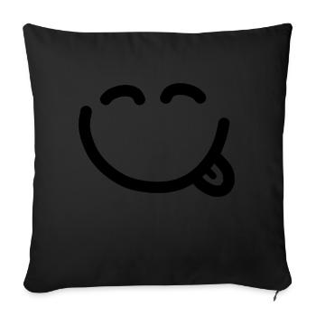 Visage heureux avec la langue qui sort - Coussin et housse de 45 x 45 cm - noir - Devant