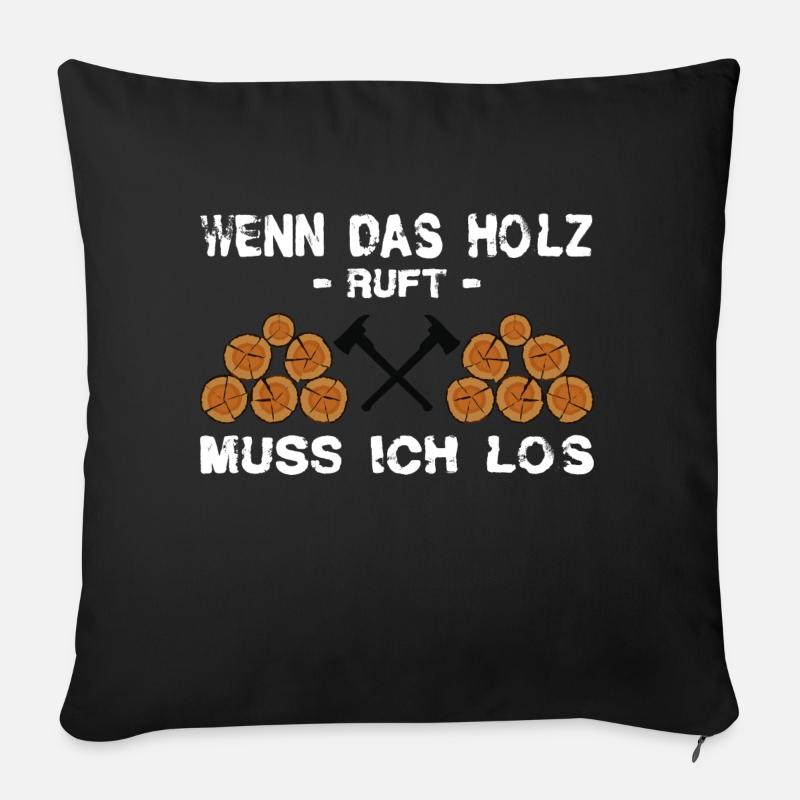 Holz ruft - Sofakissen mit Füllung 45 x 45 cm - Schwarz