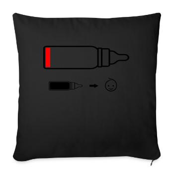 Bébé batterie ou biberon vide - Coussin et housse de 45 x 45 cm - noir - Devant