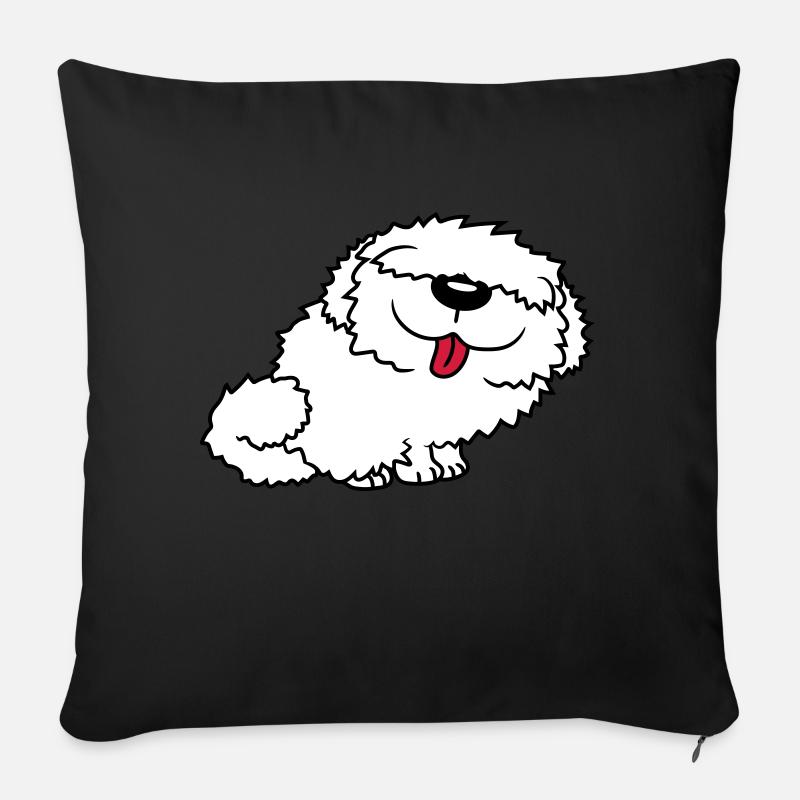 Lustiger Bobtail Hund - Sofakissen mit Füllung 45 x 45 cm - Schwarz