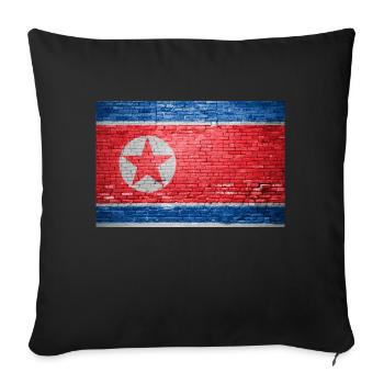 Drapeau de la Corée du Nord Graffiti sur mur de briques - Coussin et housse de 45 x 45 cm - noir - Devant