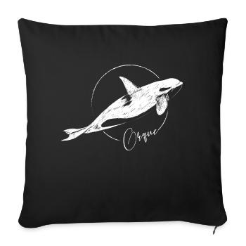 orque blanc - Coussin et housse de 45 x 45 cm - noir - Devant