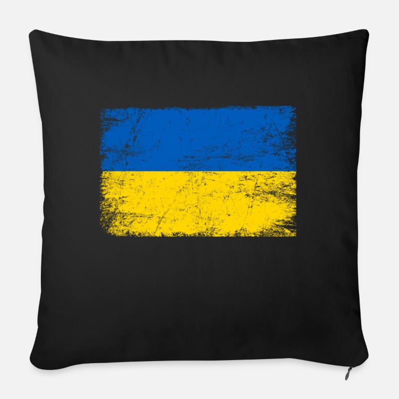 Drapeau ukrainien drapeau ukrainien pour les patriotes - Coussin et housse de 45 x 45 cm - noir