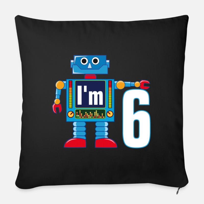 Robot 6 ans - Coussin et housse de 45 x 45 cm - noir