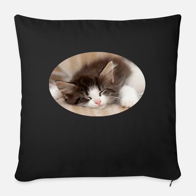 Schlafende Katze - Sofakissen mit Füllung 45 x 45 cm - Schwarz