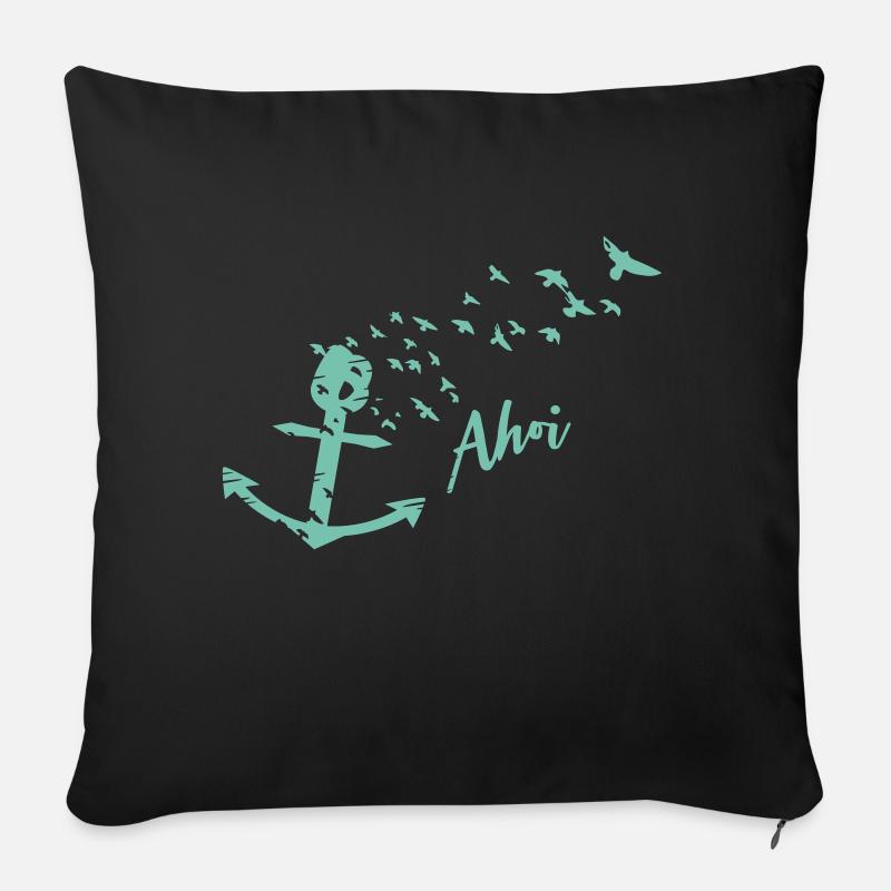 Ahoi.. Anker mit Möwen - Sofakissen mit Füllung 45 x 45 cm - Schwarz