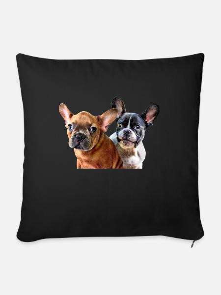 Welpen Bulldoggen - Sofakissen mit Füllung 45 x 45 cm - Schwarz