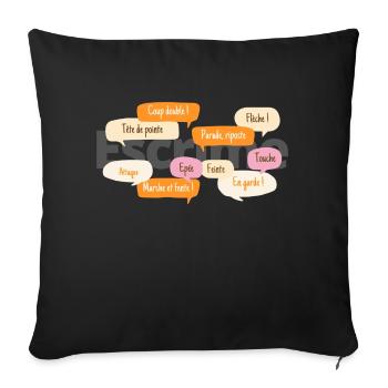 En garde ! Vocabulaire de l'Escrime et de l'épée - Coussin et housse de 45 x 45 cm - noir - Devant