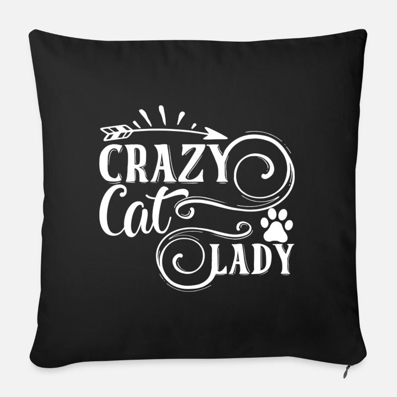 Crazy Cat Lady - Sofakissen mit Füllung 45 x 45 cm - Schwarz