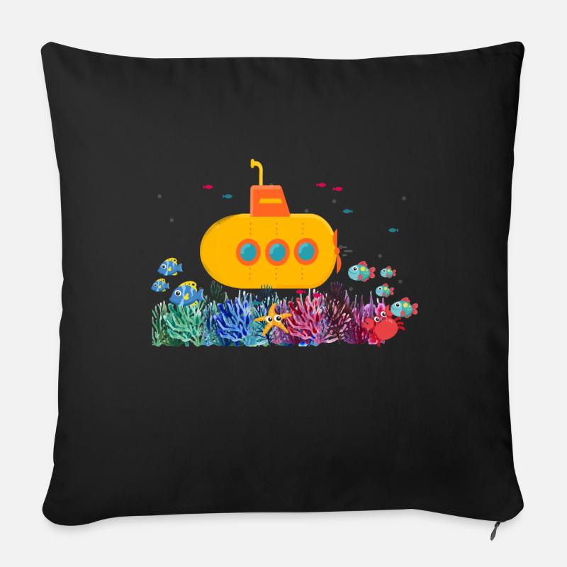 u-boot,boot,submarine,meer,fische,krebs,seestern - Sofakissen mit Füllung 45 x 45 cm - Schwarz