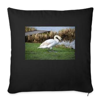 swan - Sofa pillow with filling 45cm x 45cm - black - Front