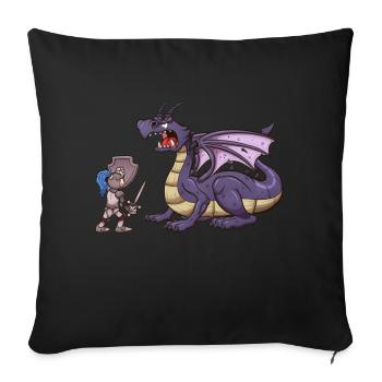 Chevalier VS Dragon - Coussin et housse de 45 x 45 cm - noir - Devant