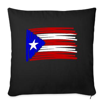 Drapeau de Porto Rico peint drapeau peint - Coussin et housse de 45 x 45 cm - noir - Devant