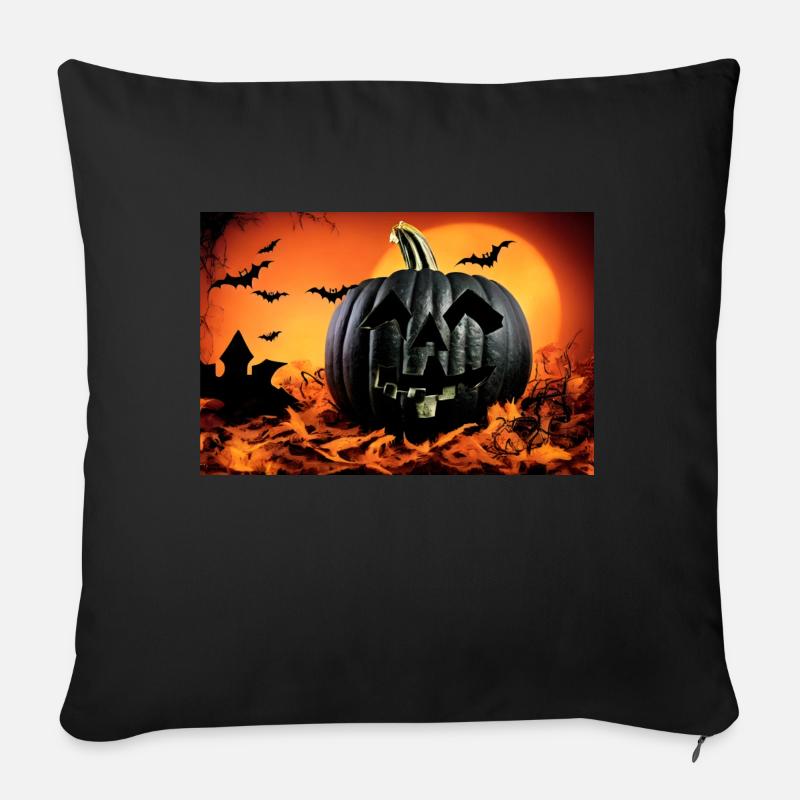 Halloween-Kürbis - Sofakissen mit Füllung 45 x 45 cm - Schwarz