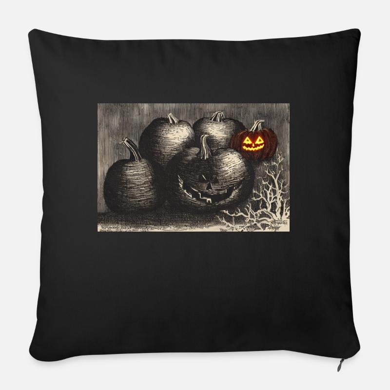 Halloween-Kürbis - Sofakissen mit Füllung 45 x 45 cm - Schwarz