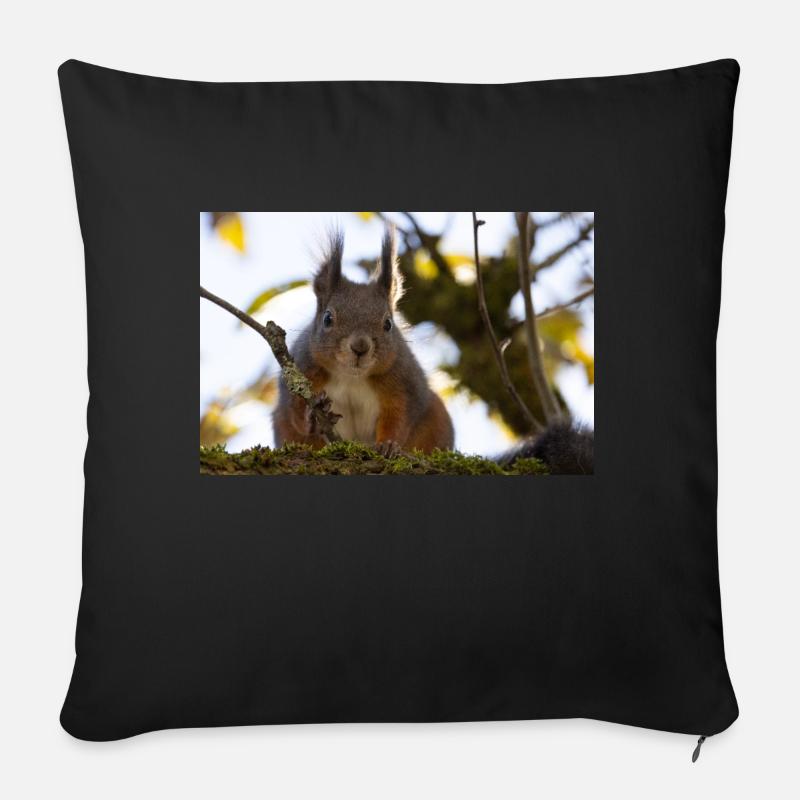 Oachkatzl / Eichhörnchen - Sofakissen mit Füllung 45 x 45 cm - Schwarz