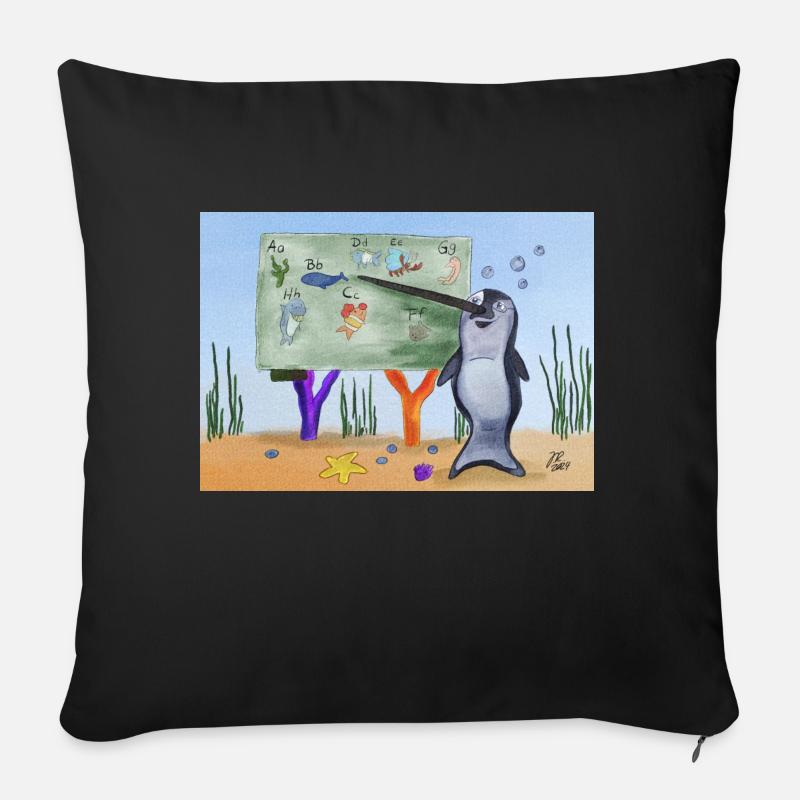 Lehrer Narwal - Sofakissen mit Füllung 45 x 45 cm - Schwarz
