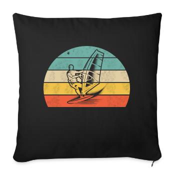 Aventure en planche à voile - Coussin et housse de 45 x 45 cm - noir - Devant