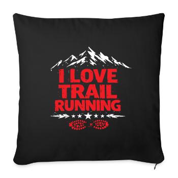 J’adore le trail running - Coussin et housse de 45 x 45 cm - noir - Devant
