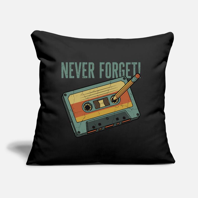 Never Forget – Retro Kassette & Bleistift Design Sofakissen mit Füllung 45 x 45 cm