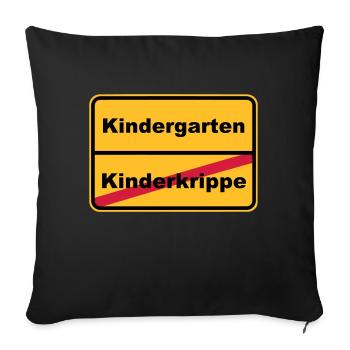 Ortsschild Kinderkrippe - Sofakissen mit Füllung 45 x 45 cm - Schwarz - Vorne