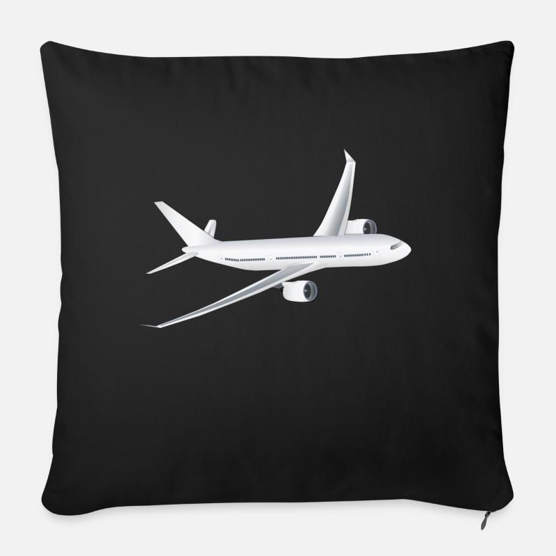 Flugzeug - Sofakissen mit Füllung 45 x 45 cm - Schwarz