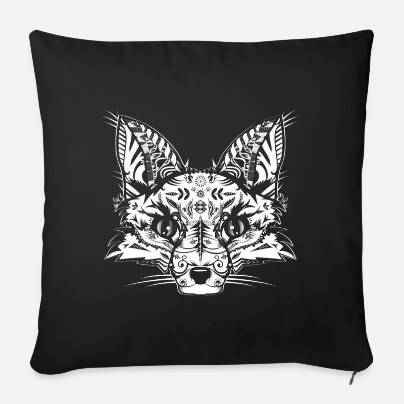 Fuchskopf Weiß - Sofakissen mit Füllung 45 x 45 cm - Schwarz