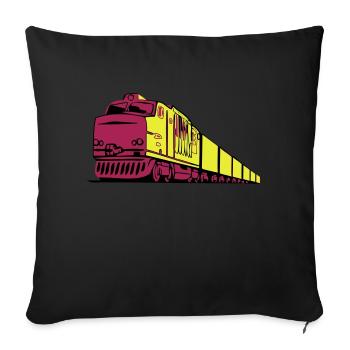 Ferroviaire fret locomotive - Coussin et housse de 45 x 45 cm - noir - Devant