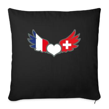 Drapeaux Français et Suisse Flag France et Suisse - Coussin et housse de 45 x 45 cm - noir - Devant