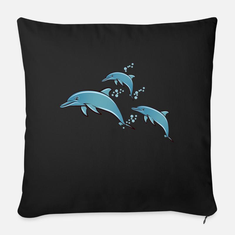 dauphins - Coussin et housse de 45 x 45 cm - noir