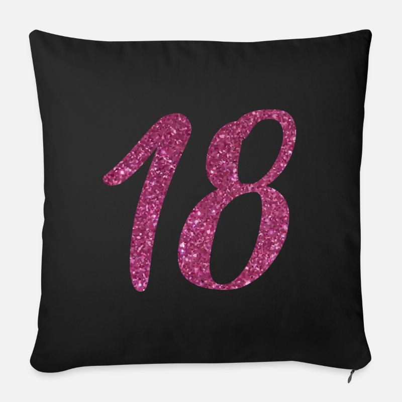 18 Year Birthday Glitter Effect - Sofa pillow with filling 45cm x 45cm - black