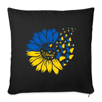 Peace For Ukraine - Sofa pillow with filling 45cm x 45cm - black - Front