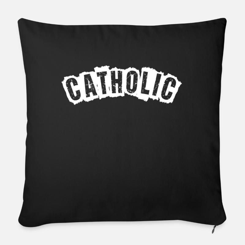 catholic 01 - Coussin et housse de 45 x 45 cm - noir