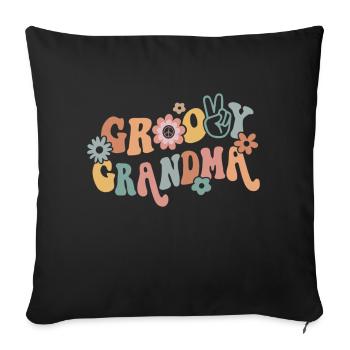 Retro Groovy Oma passende Familienfeier - Sofakissen mit Füllung 45 x 45 cm - Schwarz - Vorne
