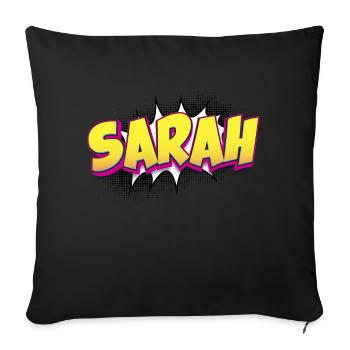 Sarah nom personnalisé bande dessinée Style Pop Art, Sarah - Coussin et housse de 45 x 45 cm - noir - Devant
