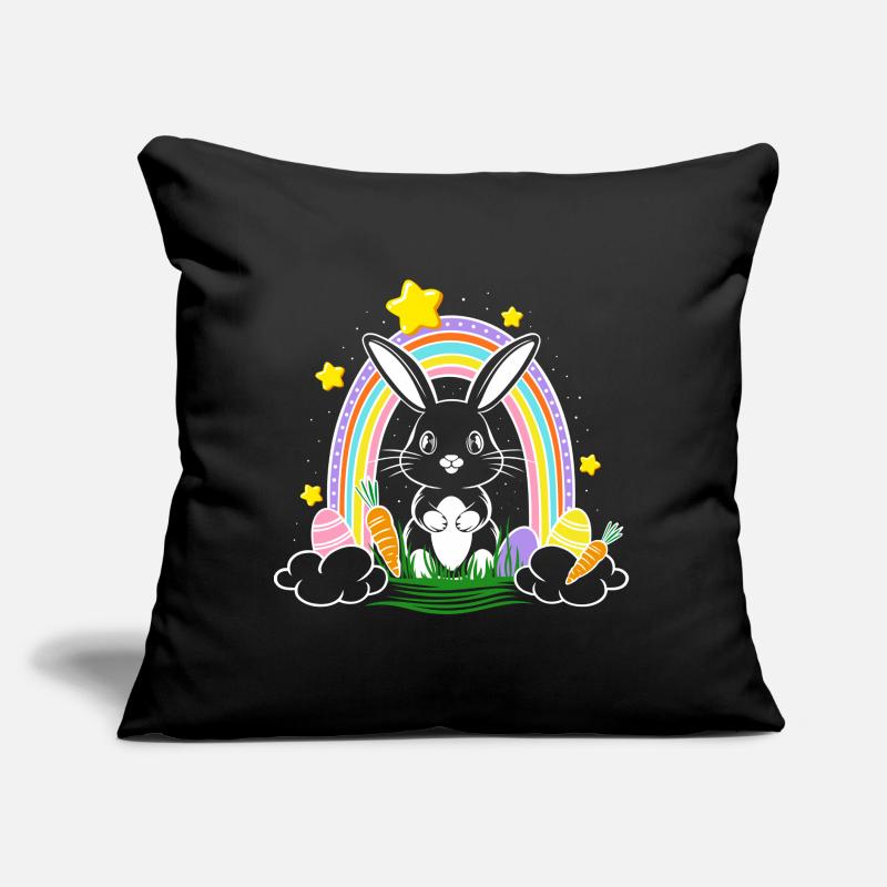 Easter Bunny Bunny with Rainbow and Easter Eggs Sofa pillow with filling 45cm x 45cm