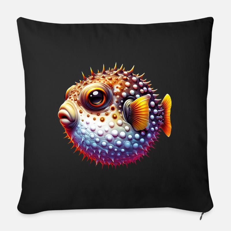 Kugelfisch - Sofakissen mit Füllung 45 x 45 cm - Schwarz