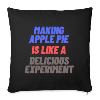 Tarte aux pommes avec lettrage gris - Coussin et housse de 45 x 45 cm - noir - Devant