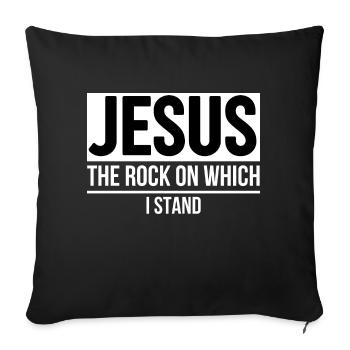 jesus the rock on which i stand - Coussin et housse de 45 x 45 cm - noir - Devant
